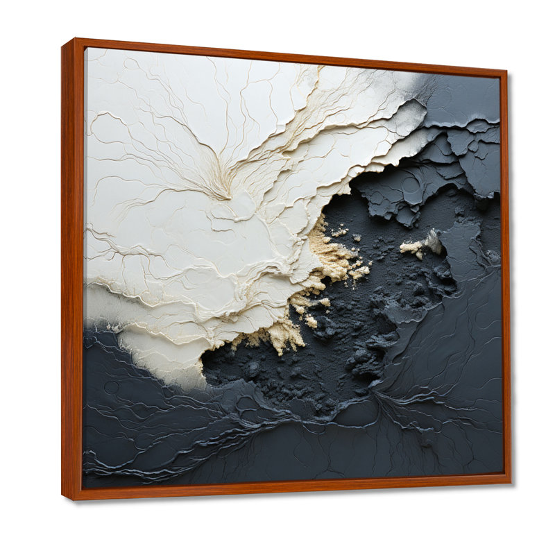 Minimalisme, peinture vague III - art mural côtier, Reproduction avec cadre flottant, H 30 po x l 30 po, Brun