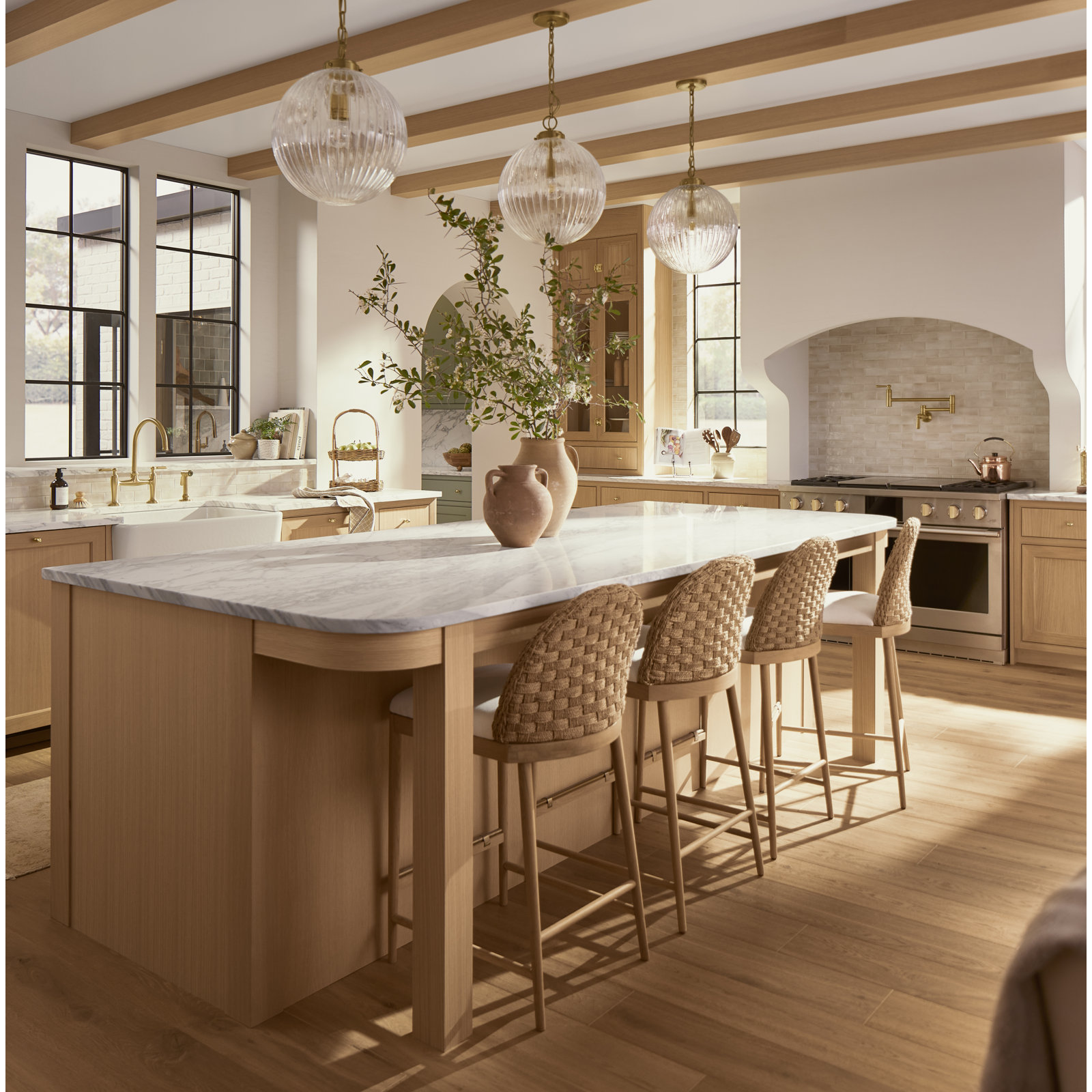 Embra Single Light Pendant, Brushed Moderne Brass
