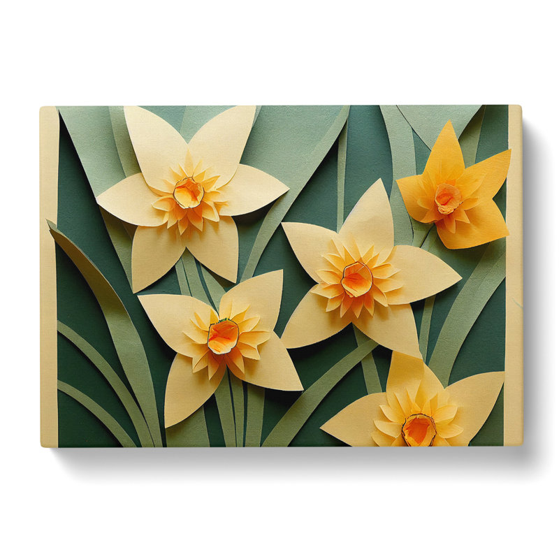 Pleasing Daffodil Flowers - Wrapped Canvas, 35cm H x 50cm W x 3cm D