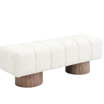 Beige Chenille Fabric Stool Bench, 300 Lbs Weight Limit, No Assembly, Ideal For Dining Room, Entryway, And Bedroom, Floor- Design Upholstered Capacity, Multi-Purpose Bedside, Narrow Corners, 50"