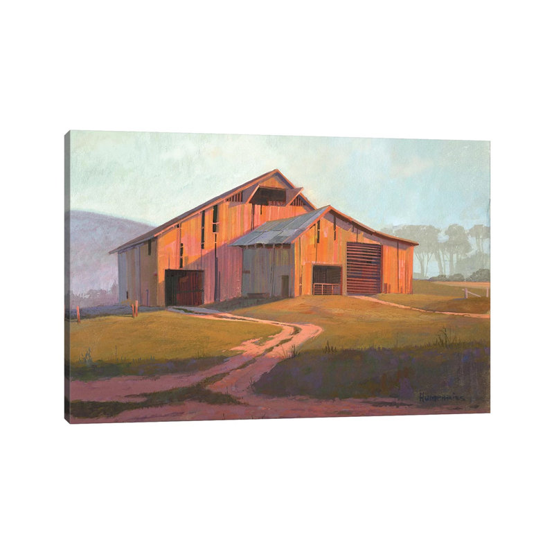 Sunset Barn by Michael Humphries - Wrapped Canvas Painting, 20.32 cm H x 30.48 cm W