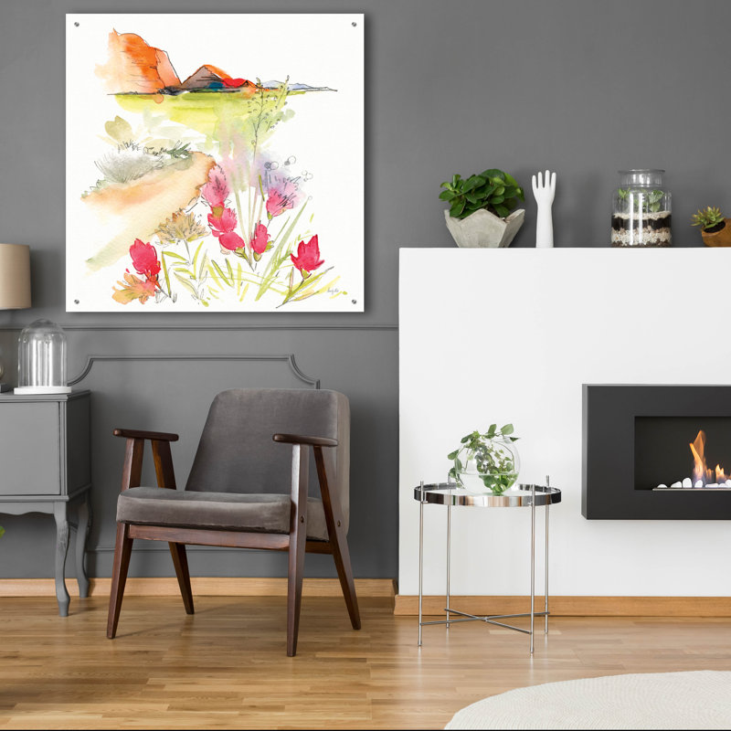 «Desert Blooming» par Kristy riz, art mural en verre acrylique, H 36 po x l 36 po x P 0,2 po
