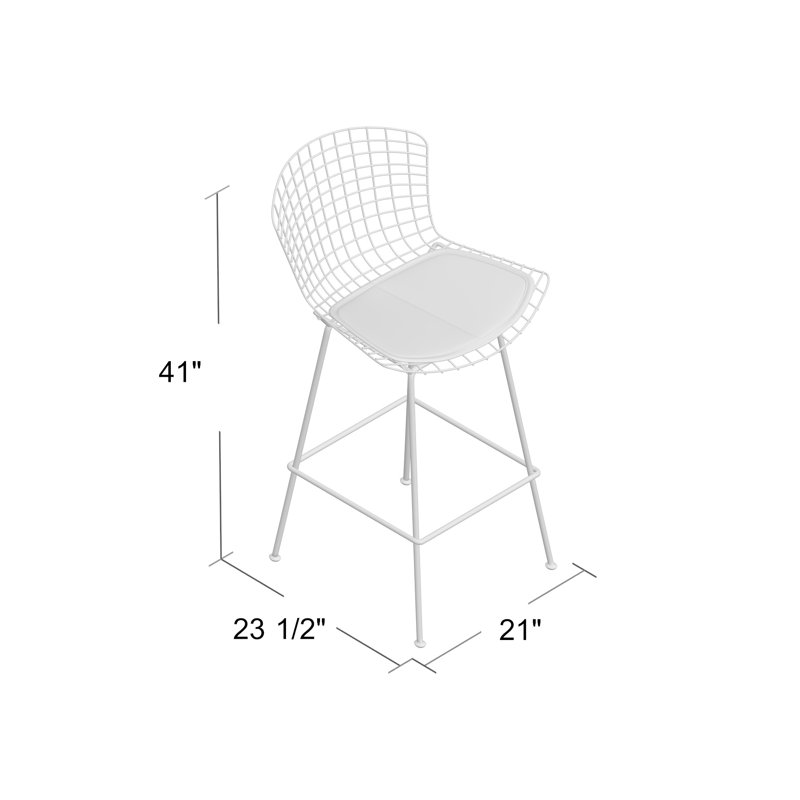 Tabouret de bar et de comptoir, Blanc, Cuir blanc, Tabouret de comptoir (siège d'une hauteur de 26 p