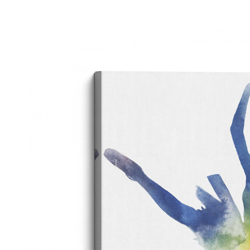 Silhouette arc-en-ciel aquarelle ballet II, H 12 po x l 8 po, Toile tendue, Toile tendue