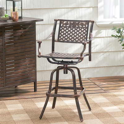 TAHOE CAST ALUMINUM BARSTOOL With Antique Copper Finish For Elegant Outdoor Seating And Rust-Resistant Durability