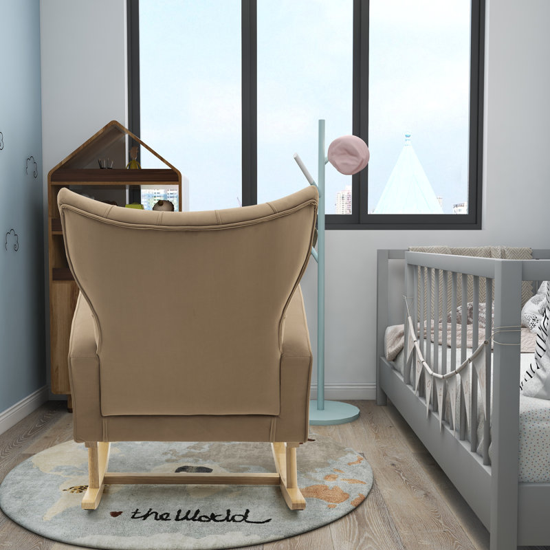 Chaise berçante Jahsun, Velours brun clair
