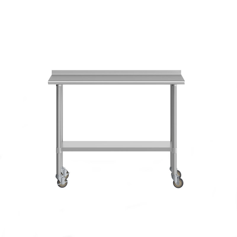 Table de travail commerciale en acier inoxydable avec dosseret de 1,5 po et tablette inférieure, H 36 po x L 48 po x l 24 po