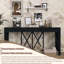 Console à 4 tiroirs en placage d'acacia avec rangement ouvert-1919922936