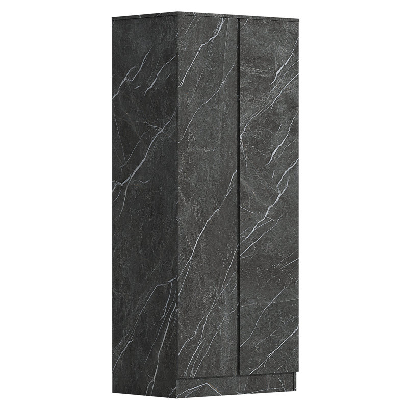 Deraz 2 Door Plain Wardrobe In Marble Effect, Grey
