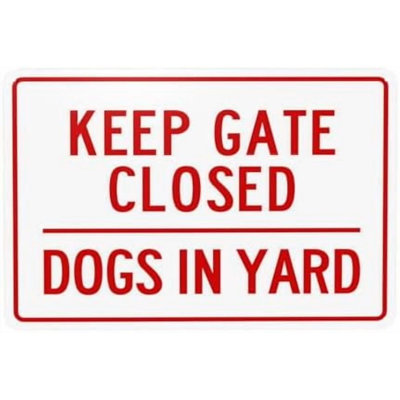 «Dogs in Yard Sign», panneau d'avertissement «Veuillez garder la barrière fermée», Méfiez-vous des panneaux de sécurité en métal pour la maison