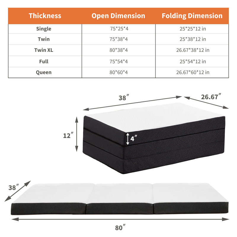 Matelas triple en mousse viscoélastique, Très grand simple