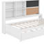 Lit de jour avec tablettes de rangement, tableau noir, tableau de liège, ports USB et lit gigogne-114355501