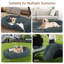 Grand lit pour chien de 78 po avec oreiller moelleux, couverture, sangle - gris foncé-915223353-878888501