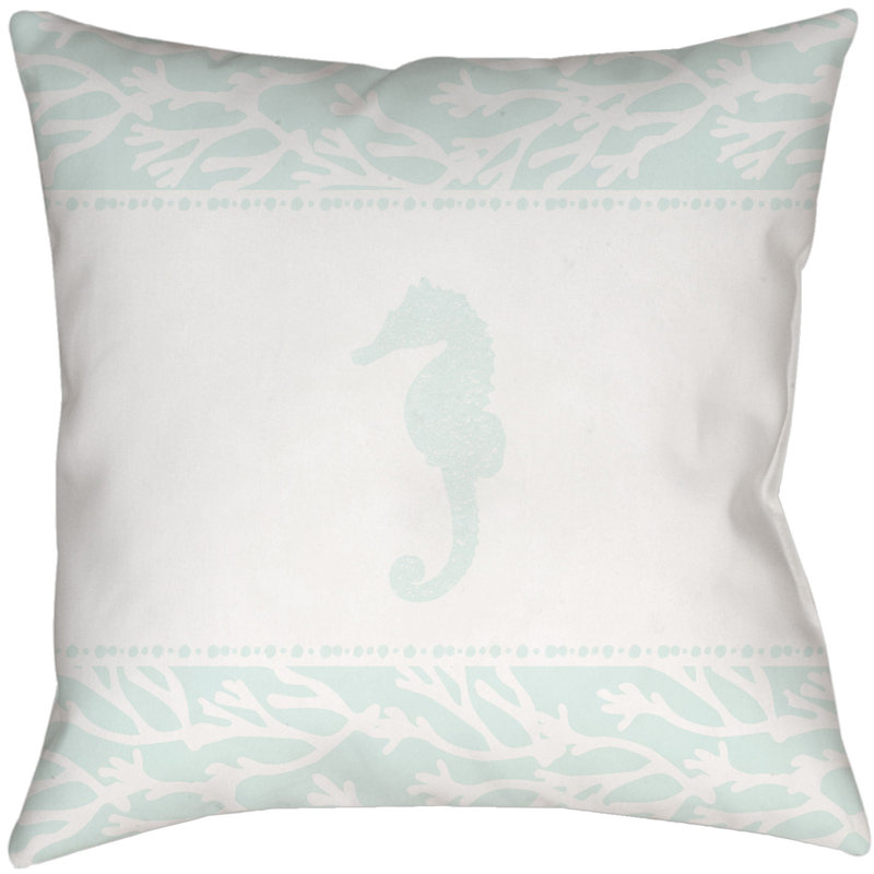 Seasalt and Seahorses Seahorse Indoor/Outdoor Throw Pillow, 16" H x 16" W x 4" D