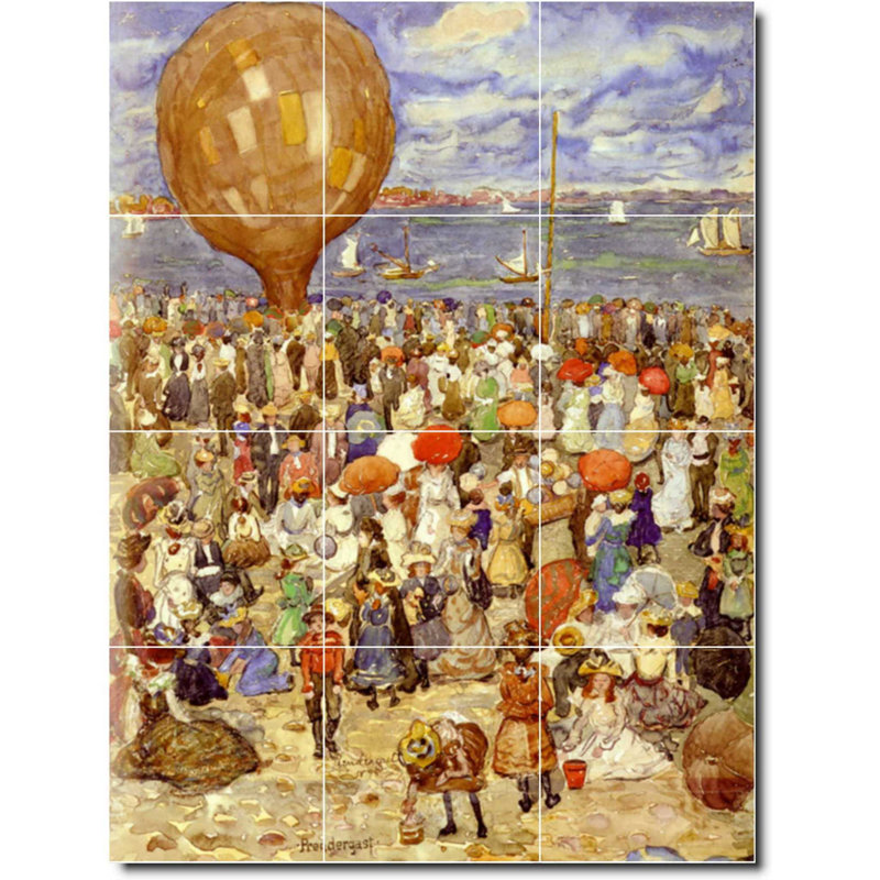 Carreau de céramique décorative 18 po x 24 po 6 po x 6 po, Maurice Prendergast, peinture de personnes W06833