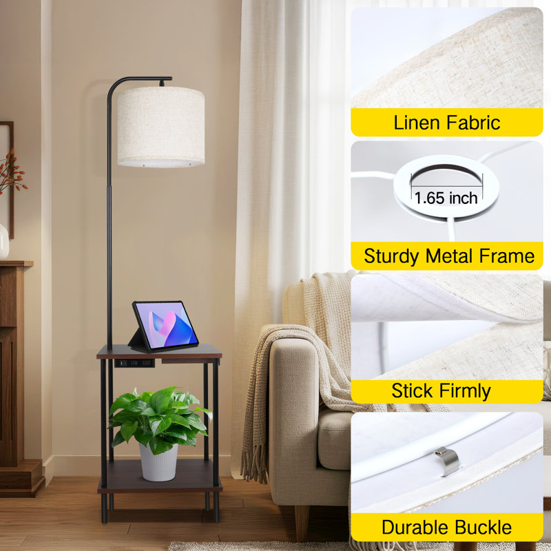 Abat-jour tambour suspendu en lin 9 po H, Beige, H 9 po x l 12 po x P 12 po