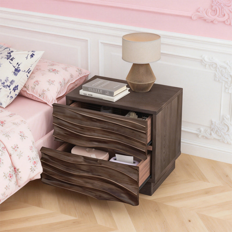 Tables de chevet en bois massif, Brun, Individuel