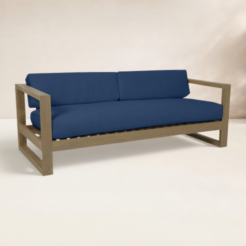 Coastal Teak Patio Sofa with Sunbrella Cushions, Spectrum Indigo Sunbrella®
