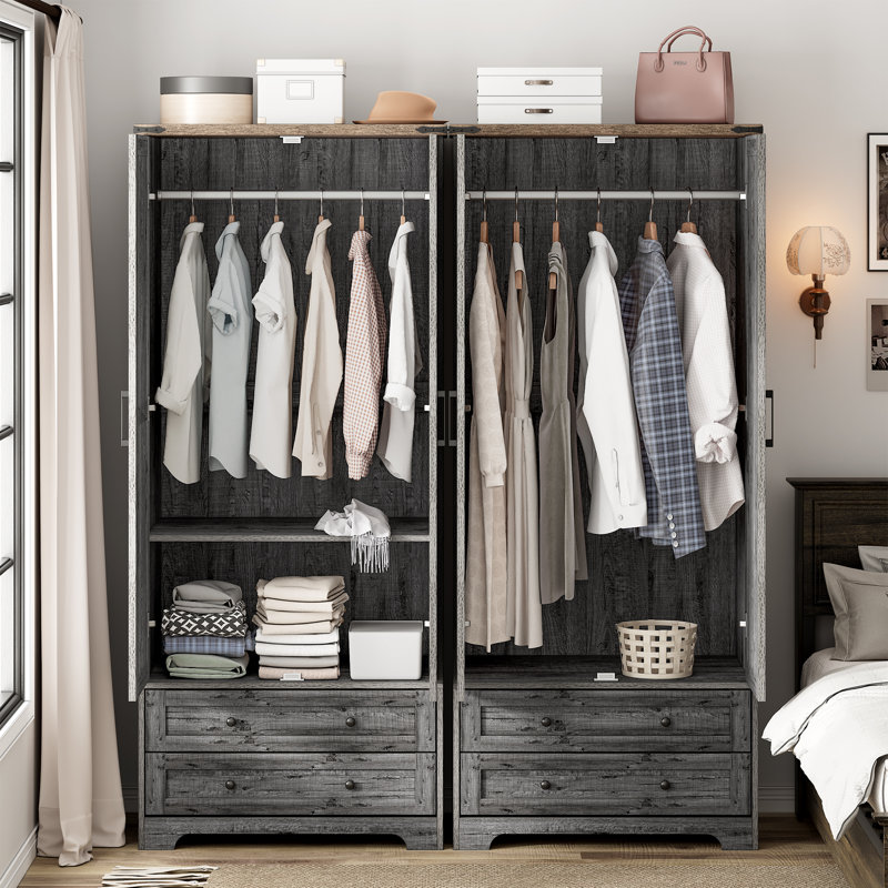 Armoire American Country Vintage (ensemble de 2), Gris