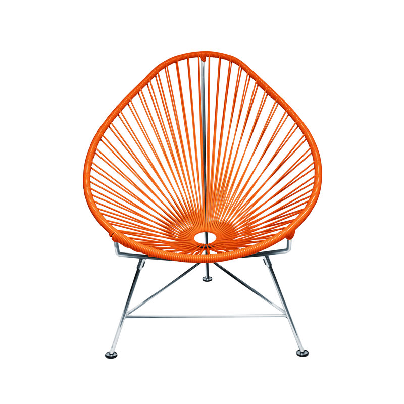 Outdoor Lounge Chair, Orange/Chrome