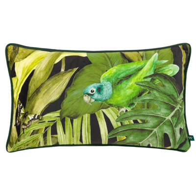 Alexxus Psitta Floral Green Rectangular Throw Cushion