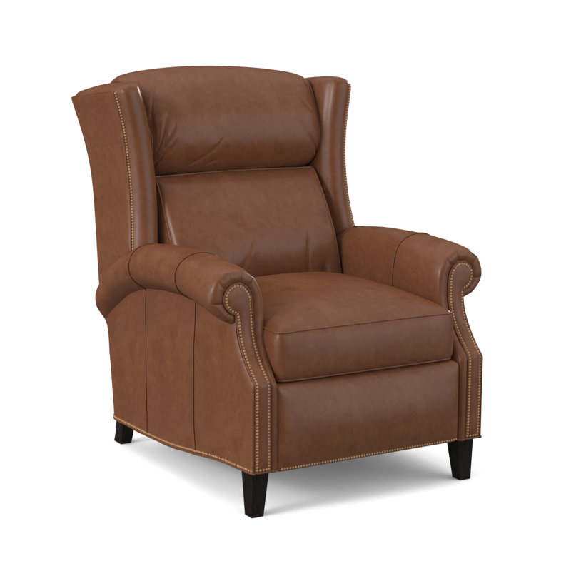 Broderick Recliner, Aline Light Gray Stonewash Genuine Leather, Plantation, #9 French Natural