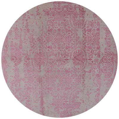 Tapis floral rose / ivoire