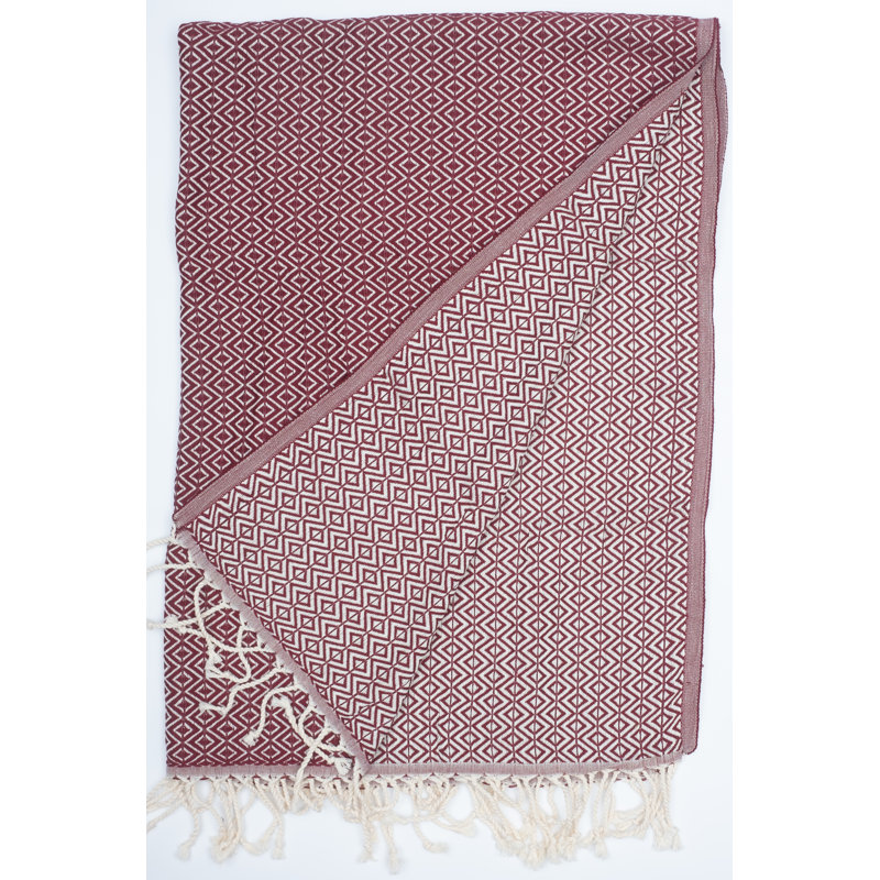 Jamond Turkish Cotton Jacquard Beach Towel, Burgundy