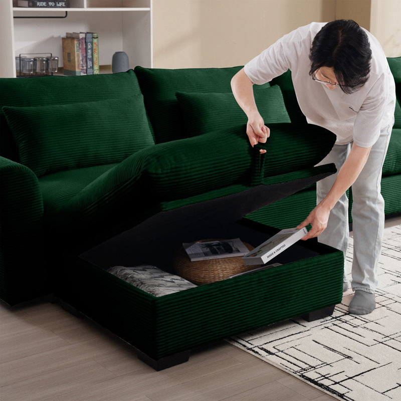 Repose-pieds confortable, s'adapte à divers matériaux, velours côtelé doux pour différents canapés, mousse haute, Green