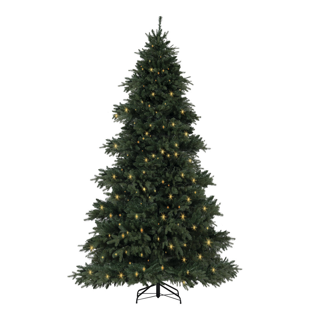 Rustic Prelit Artificial Christmas Tree with 800 Warm Lights, 3661 Branch Tips, and Metal Stand – Realistic Classic Holiday Tree Available in 4.5 ft, 6.5 ft, and 7.5 ft Sizes for Cozy Indoor Christmas Décor The Holiday Aisle® 