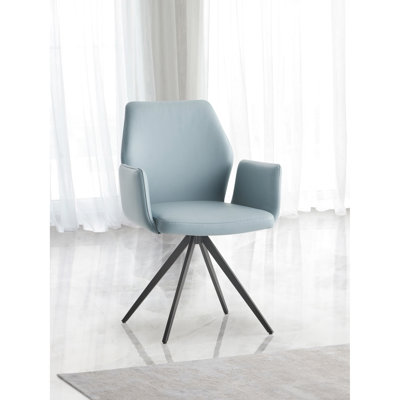 Cuir bleu et noir, fauteuil pivotant, siège et dossier rembourrés, pieds en métal, hauteur, capacité, hauteur du produit fini, plancher, largeur de l'emballage