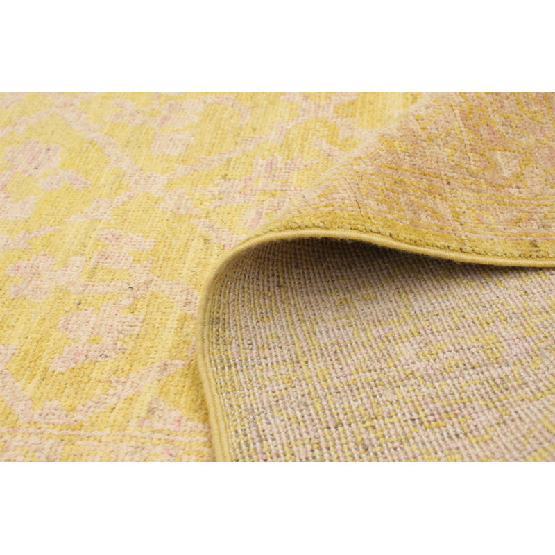 Tapis unique en laine noué à la main Oushak or 18 pi 5 po 3 po x 8 pi 7 po nouvel âge