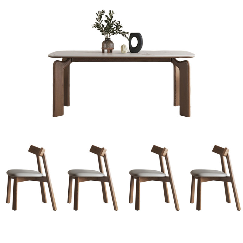 Simple high-end rectangular dining table set, 29.5"H x 55.1"L x 31.5"W