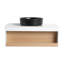 Lavabo vasque rond 36 po, meuble-lavabo mural avec rangement ouvert, finition blanche avec comptoir durable, conception moderne peu encombrante (livré dans 2 boîtes)-1694865000