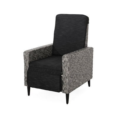 Outdoor Push - Back Recliner With Woven , Water Cushions Reinforced Hook And Loop Ties, 26.01 W X 32.66 D 40.44 H, Black + Grey Backyard Stunning Style By Loop, Design, Wide, Deep, High,