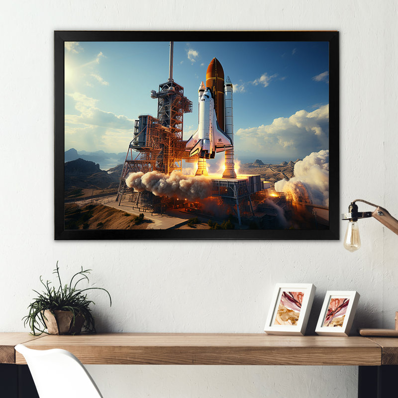 Space Shuttle Payload Deployment I - Space Shuttle Wall Art Prints, H 34 po x l 44 po x P 1,5 po, Cadre simple noir