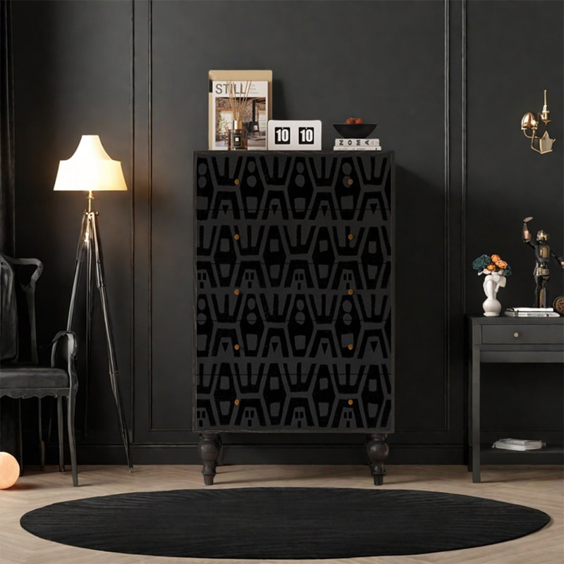 Elegant Walnut Storage Cabinet with Five Drawers