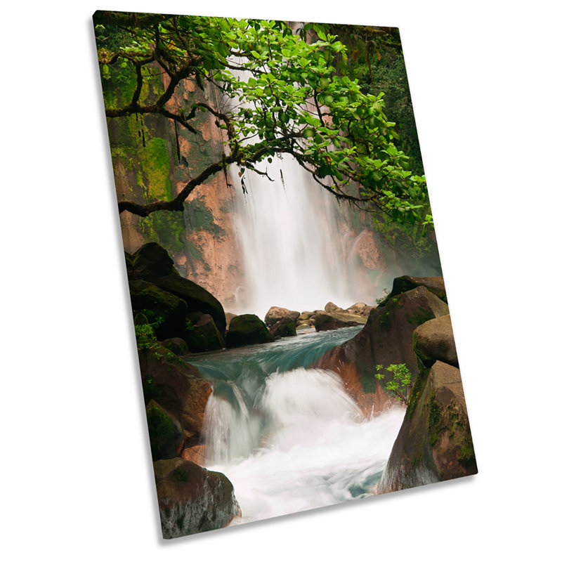 X0284 Waterfall Mountains Forest Landscape - Wrapped Canvas Print, 30cm H x 20cm W x 2cm D