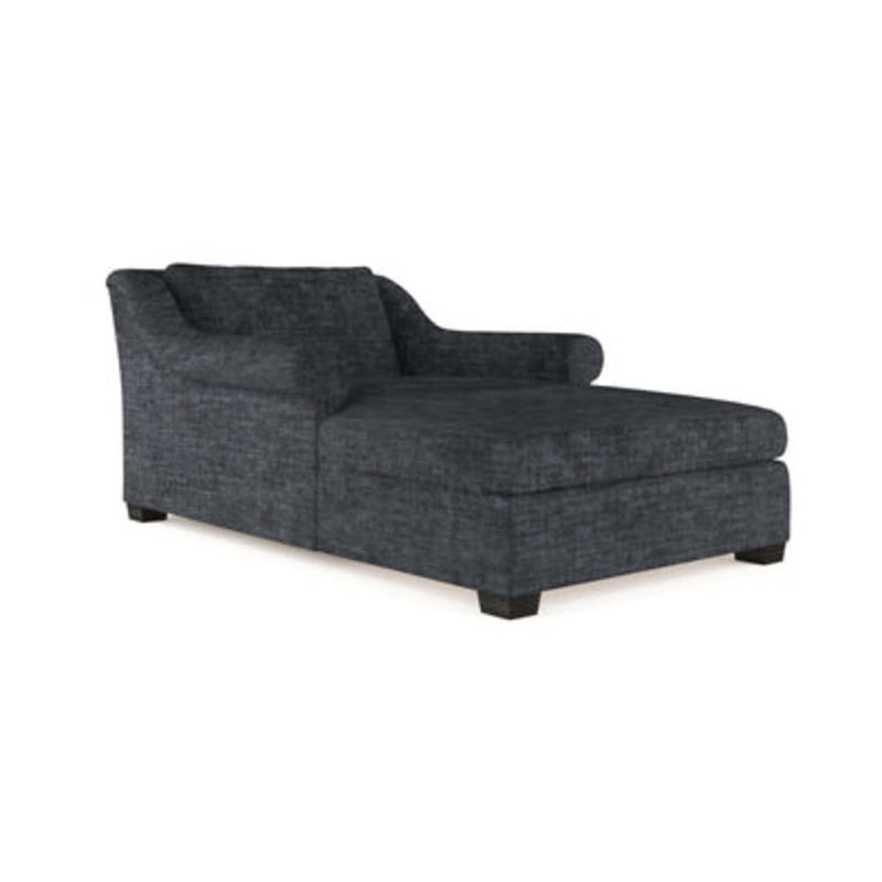 Thompson Chaise Lounge, Plush Velvet Blue Print, Weathered