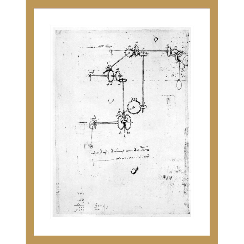 Conception de machines suivantes. 399v-b par Leonardo da Vinci - Impression numérique sur toile, H 29,5 po x l 23,24 po