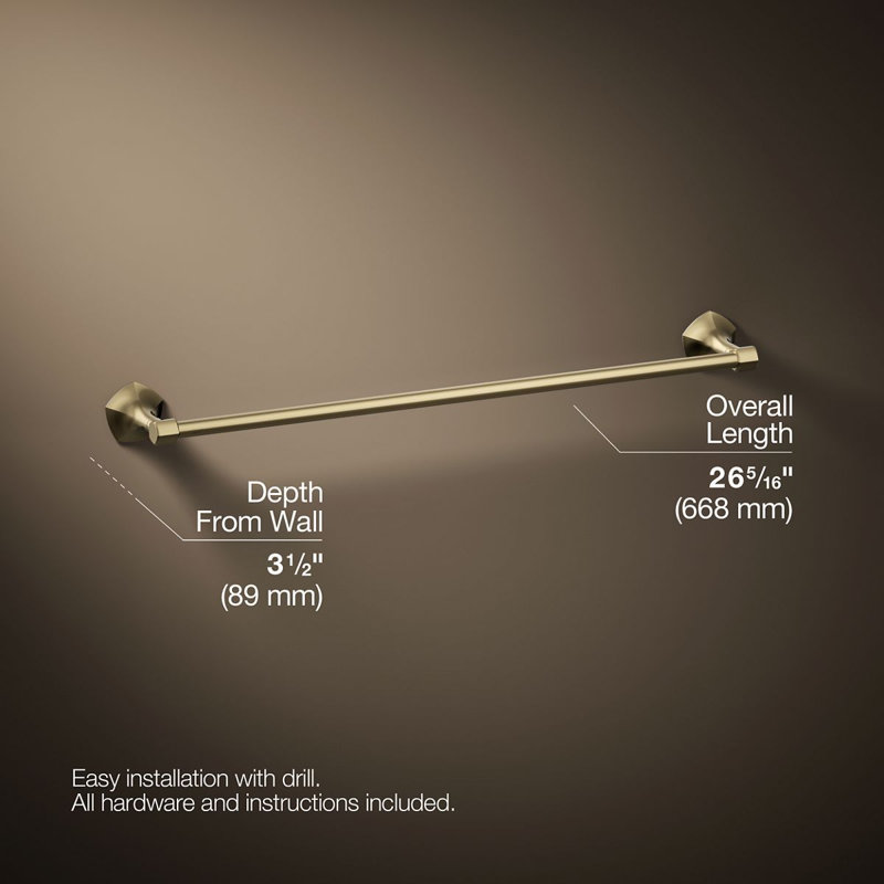 Occasion Towel Bar, Vibrant French Gold, 2.31" H x 24" W x 3.5" D