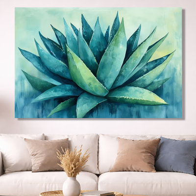 Agave bleu vif - Tableau encadré sur toile représentant une plante succulente