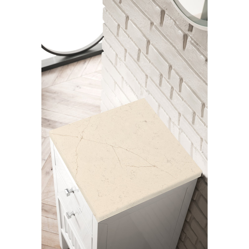 Athens 15" W Freestanding Bathroom Cabinet, Left Handed, Glossy White/Carrara White