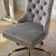 Fauteuil de bureau, siège de bureau en poils de lapin artificiel avec base en métal, chaise de bureau pivotante réglable, chaise de coiffeuse