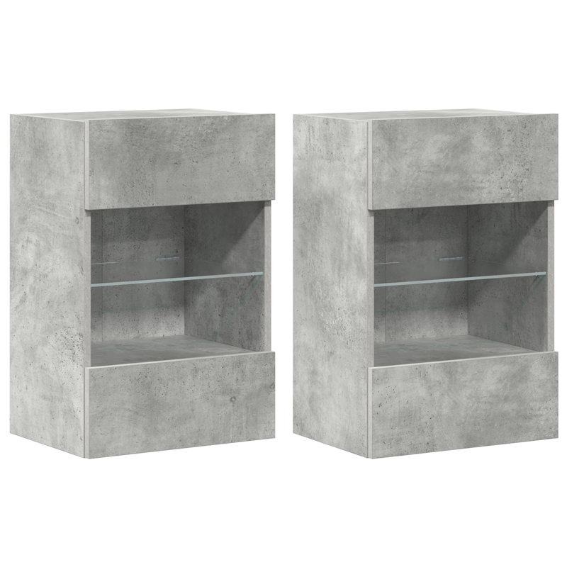 Burgues Unfinished TV Unit for TVs up to 24" with Fireplace Included, Concrete Grey
