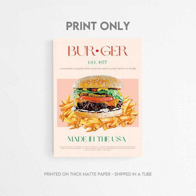 Classic American Burger - Repas rétro avec frites croustillantes et fromage fondu