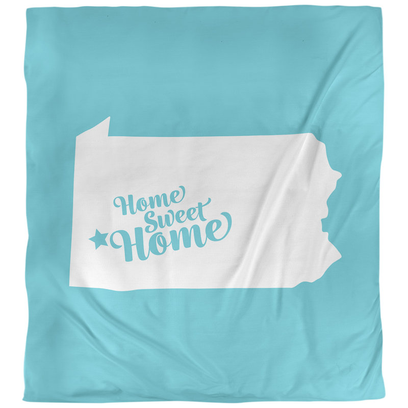 Housse de couette réversible simple Home Sweet Pittsburgh, Housse de couette pour très grand lit, Bleu sarcelle