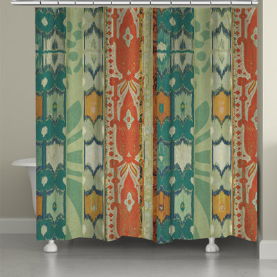Rideau de douche simple ikat fleuri