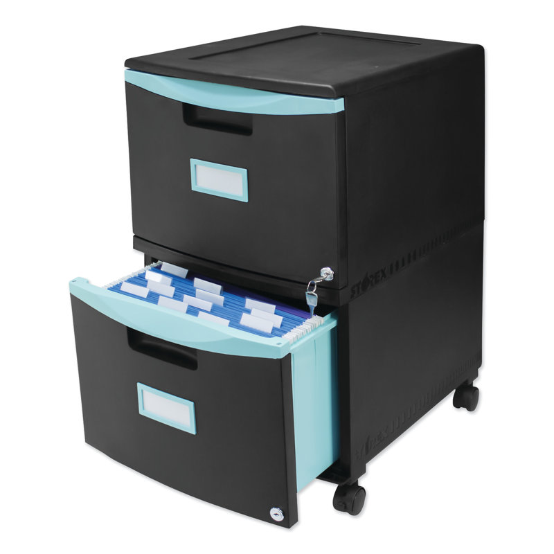 Mesvin 14.75'' Wide 2 -Drawer Mobile File Cabinet, Green