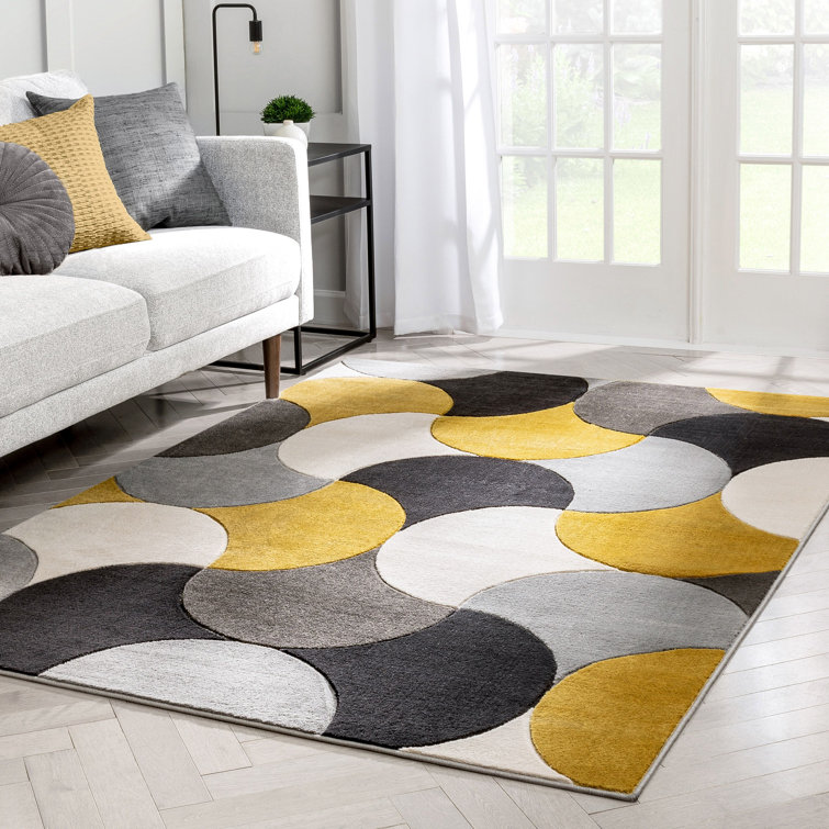 Good Vibes Christifer Geometric Gold/Gray/Black Area Rug